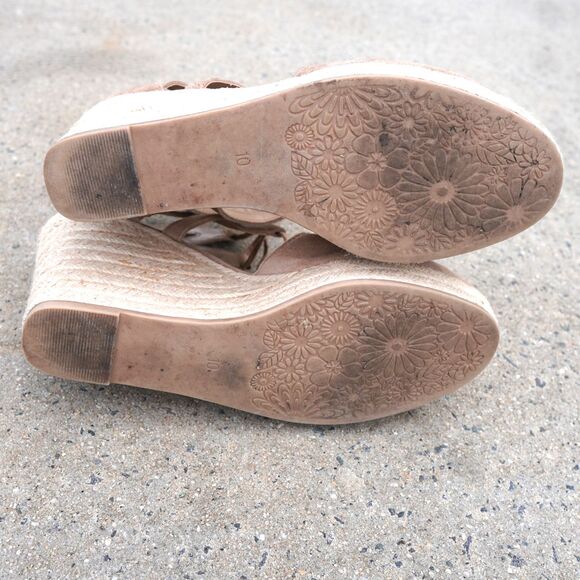 Michael Shannon Shondra Tan Suede Espadrille Wedge Sandals Lace Up Size 10 - Picture 7 of 12